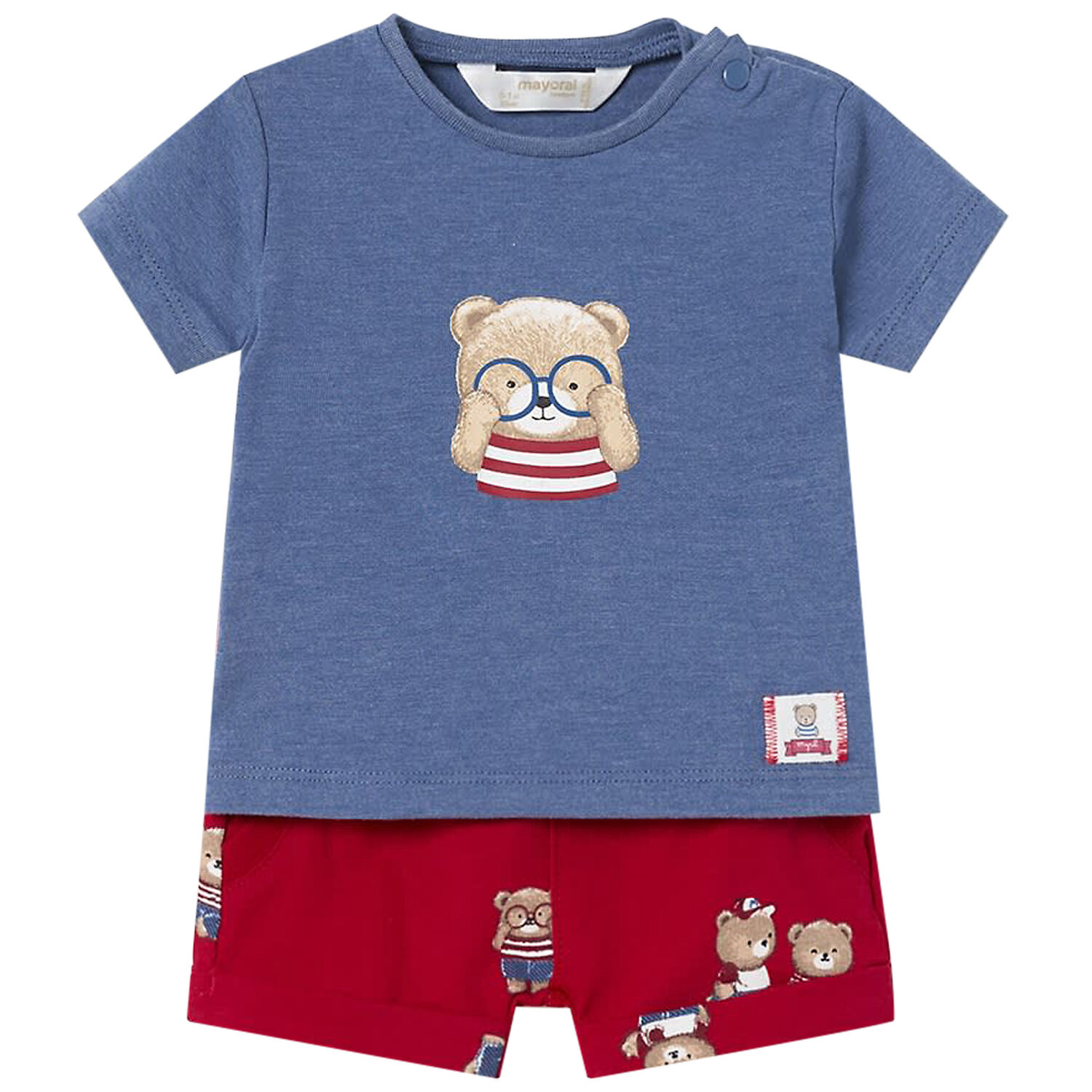 Baby Boys Blue & Red Shorts Set, 2, hi-res