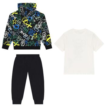 Boys Black & White Tracksuit Set