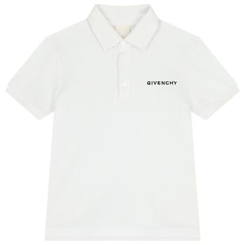 Boys White logo Polo Shirt