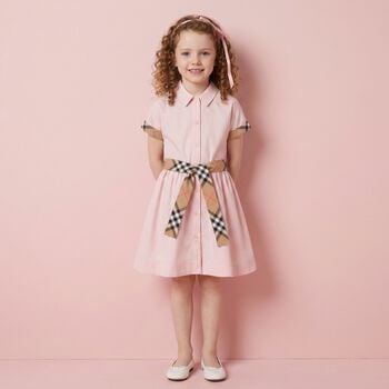 Girls Pink Check Dress