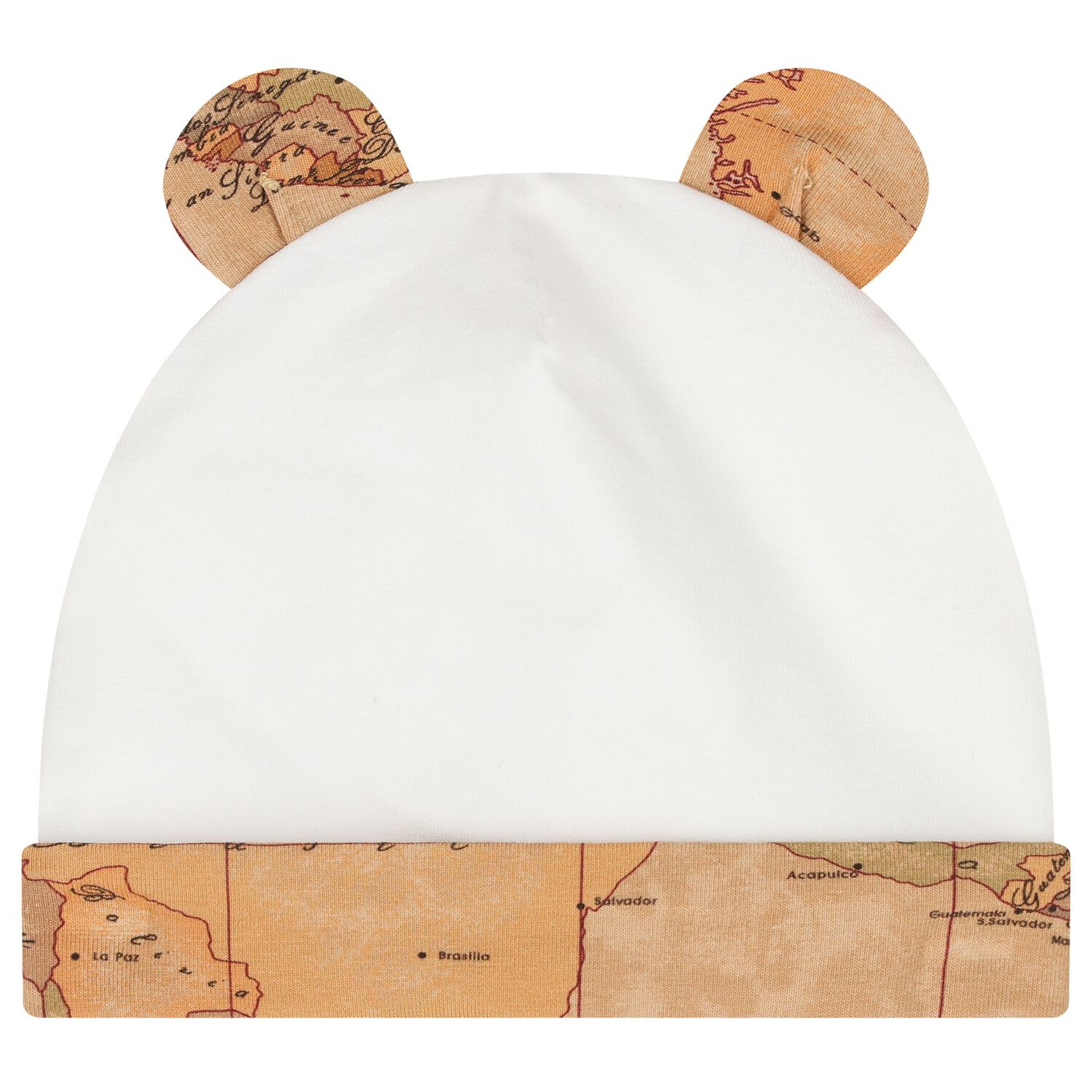 Baby Boys Ivory & Beige Geo Map Hat, 1, hi-res