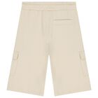 Boys Beige Logo Shorts, 1, hi-res