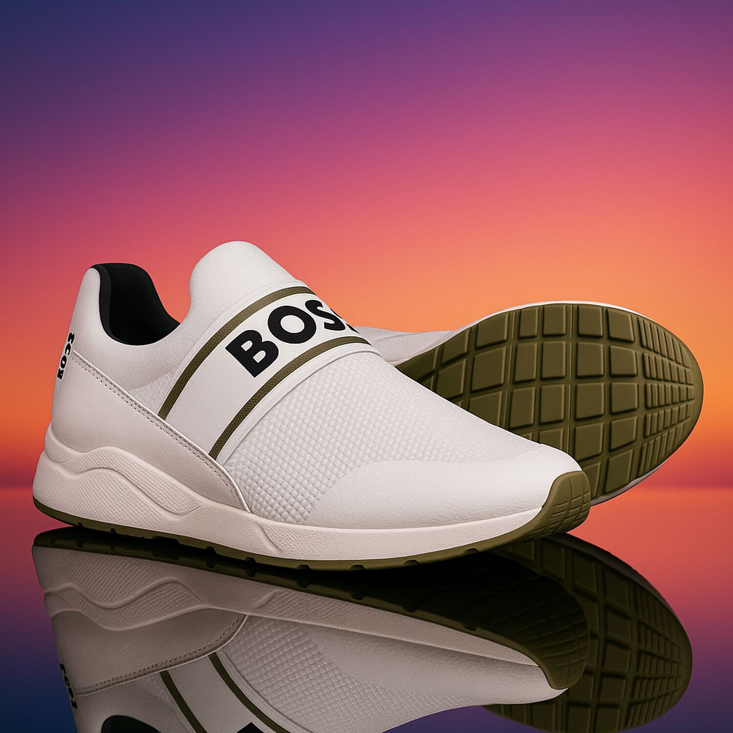 Boys White Logo Trainers, 2, hi-res image number null