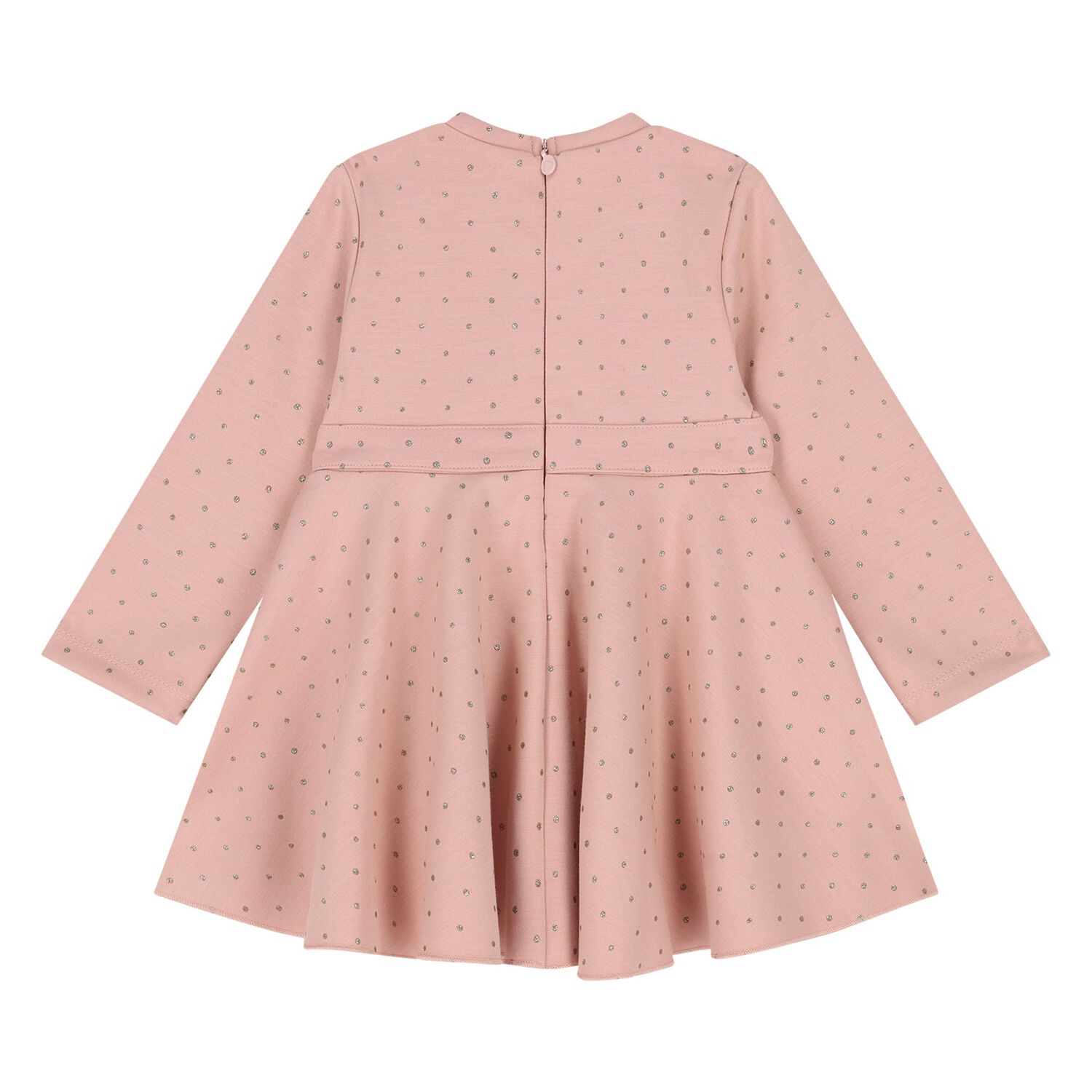 Younger Girls Pink & Gold Polka Dot Neoprene Dress, 1, hi-res
