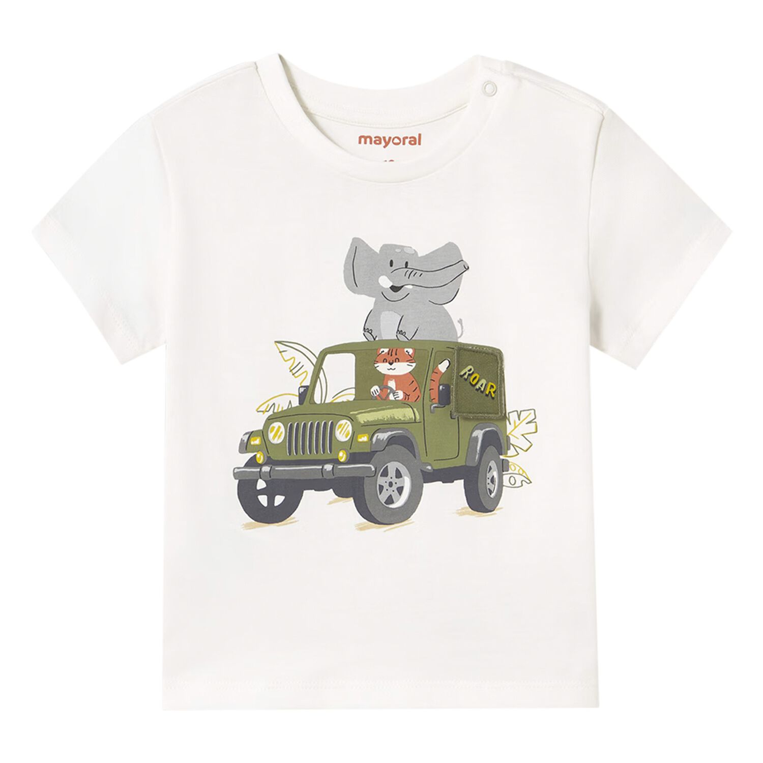 Younger Boys Ivory Cotton Safari T-Shirt, 1, hi-res
