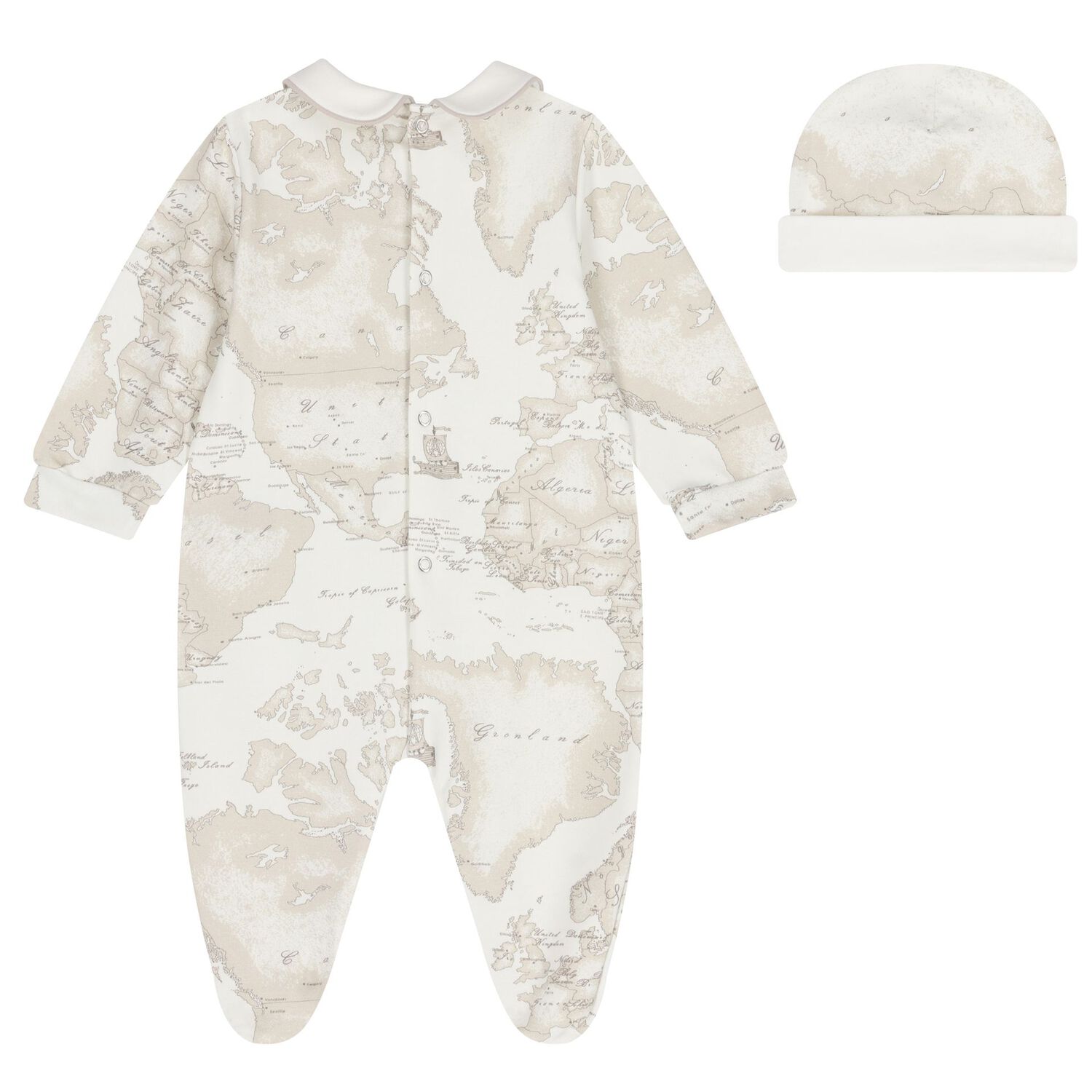 Ivory & Beige Geo Map Babygrow Set, 3, hi-res