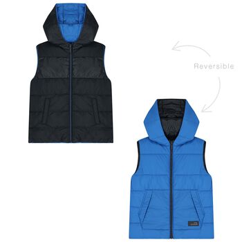 Bous Navy Blue & Blue Reversible Padded Gilet