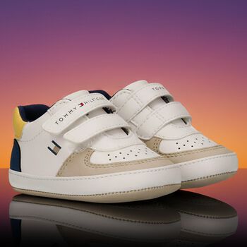 Baby Boys White & Beige Pre Walker Shoes