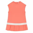 Girls Coral Pink Logo Dress, 1, hi-res