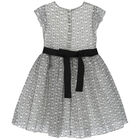 Girls Ivory & Black Logo Silk Organza Dress, 1, hi-res