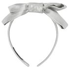 Girls Silver Bow Headband, 1, hi-res