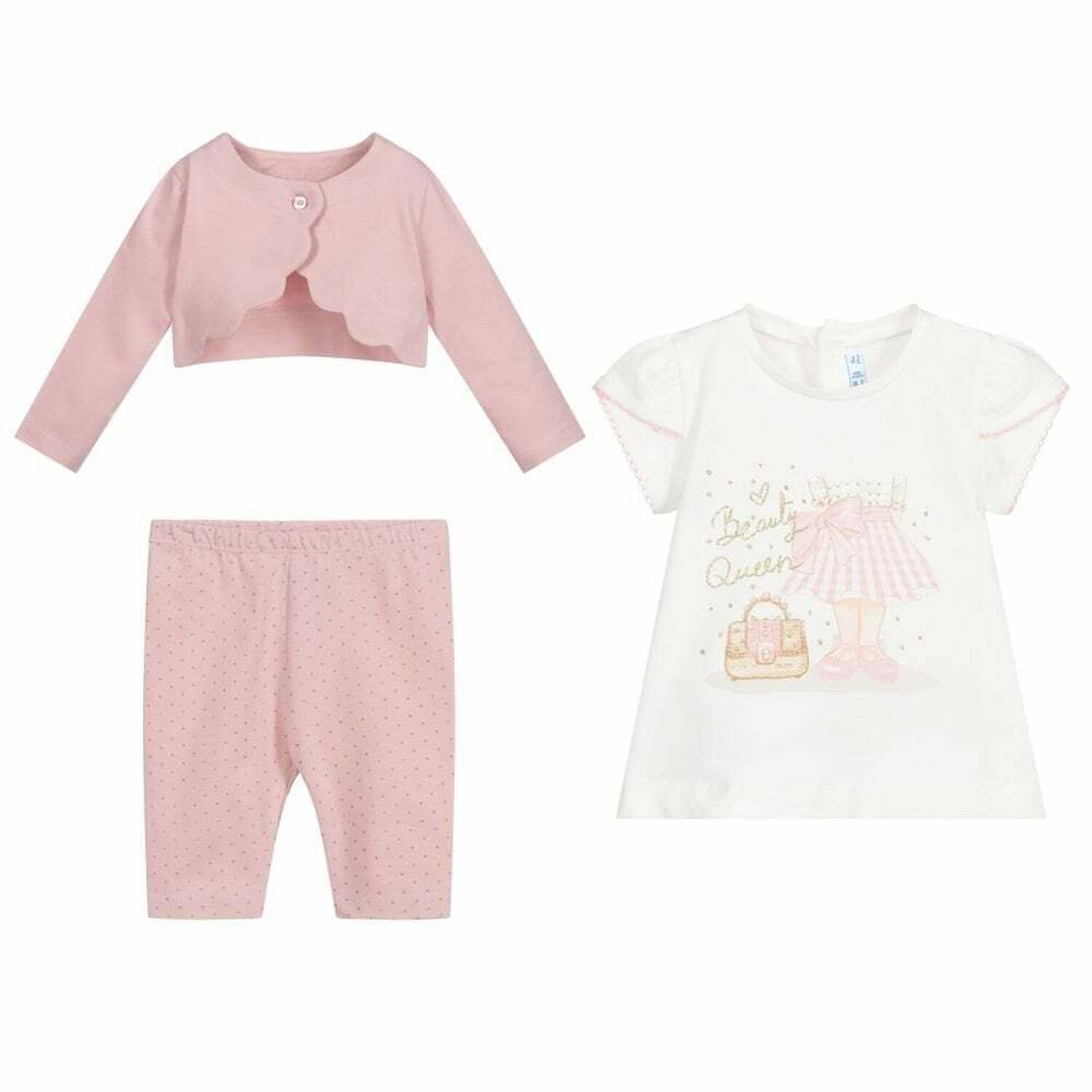 Younger Girls Pink & White Leggings Set, 1, hi-res