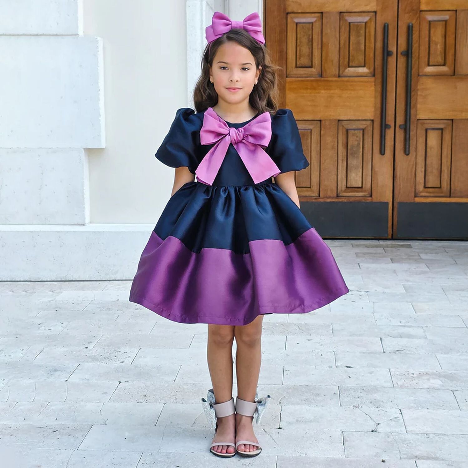 Girls Pink Bow Headband, 1, hi-res image number null