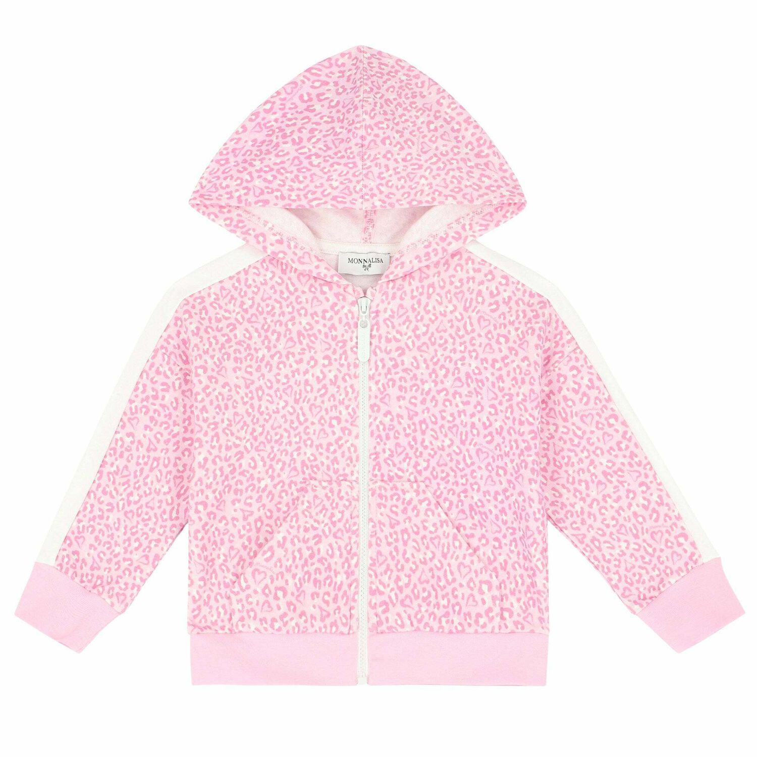 Younger Girls Pink Zip Up Top, 1, hi-res