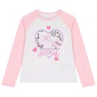 Girls White & Pink Logo Long Sleeve Top, 1, hi-res