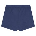 Baby Boys White and Navy Blue Logo Short Set , 1, hi-res