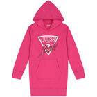 Girls Pink Logo Hooded Dress, 1, hi-res