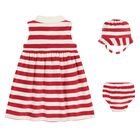 Baby Girls Ivory & Red Striped Dress Set, 1, hi-res