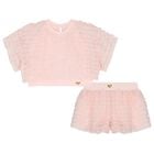 Girls Pink Ruffle Chiffon Shorts Set, 1, hi-res