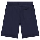 Boys Navy Blue Teddy Bear Logo Shorts, 3, hi-res