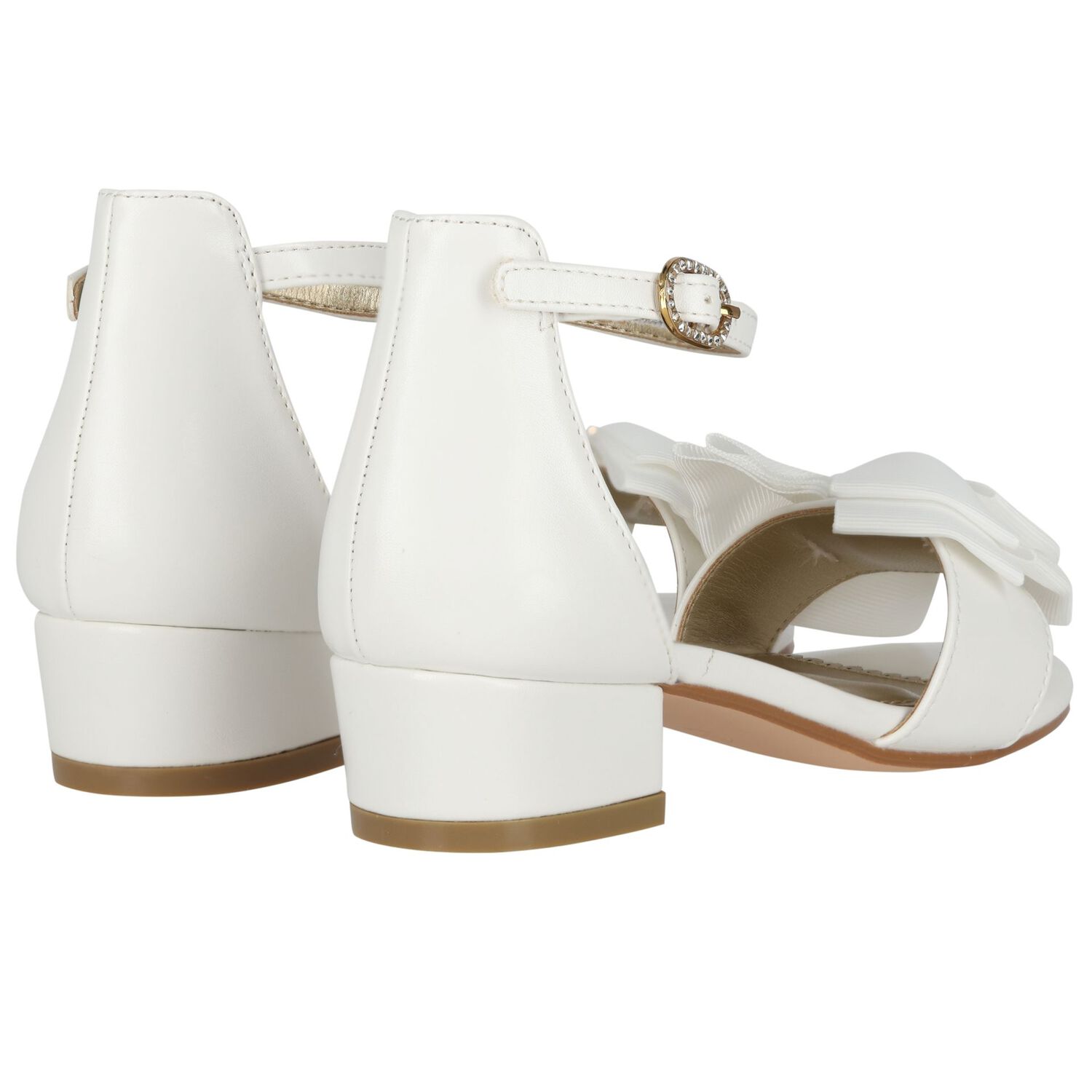 Girls Ivory Bow Sandals, 3, hi-res