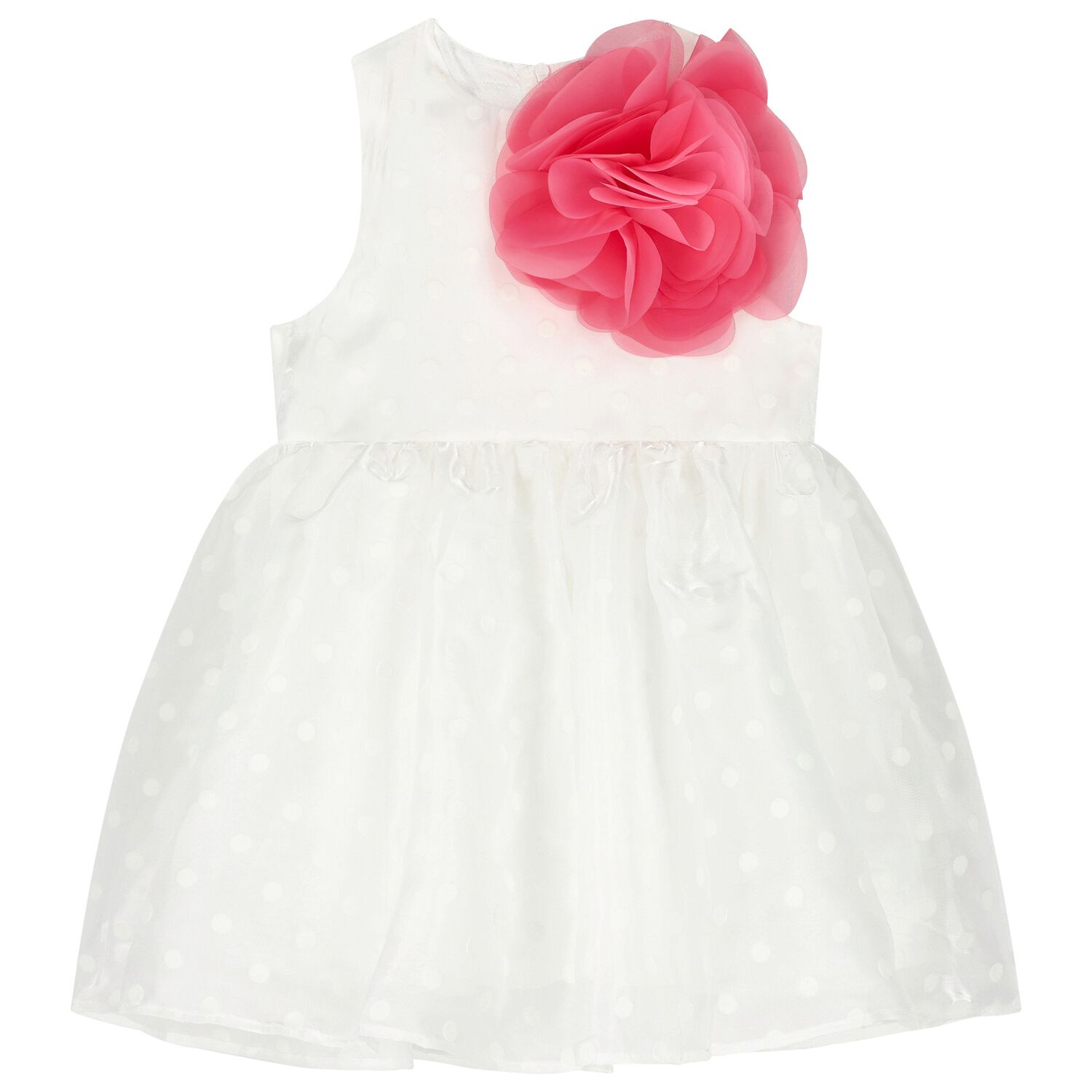 Girls White & Pink Flower Dress, 1, hi-res image number null