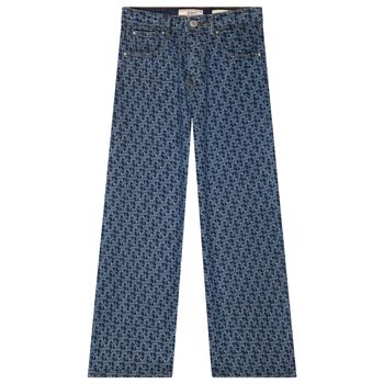 Girls Blue Logo Denim Jeans
