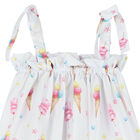 Girls White Ice Cream Beach Dress, 1, hi-res