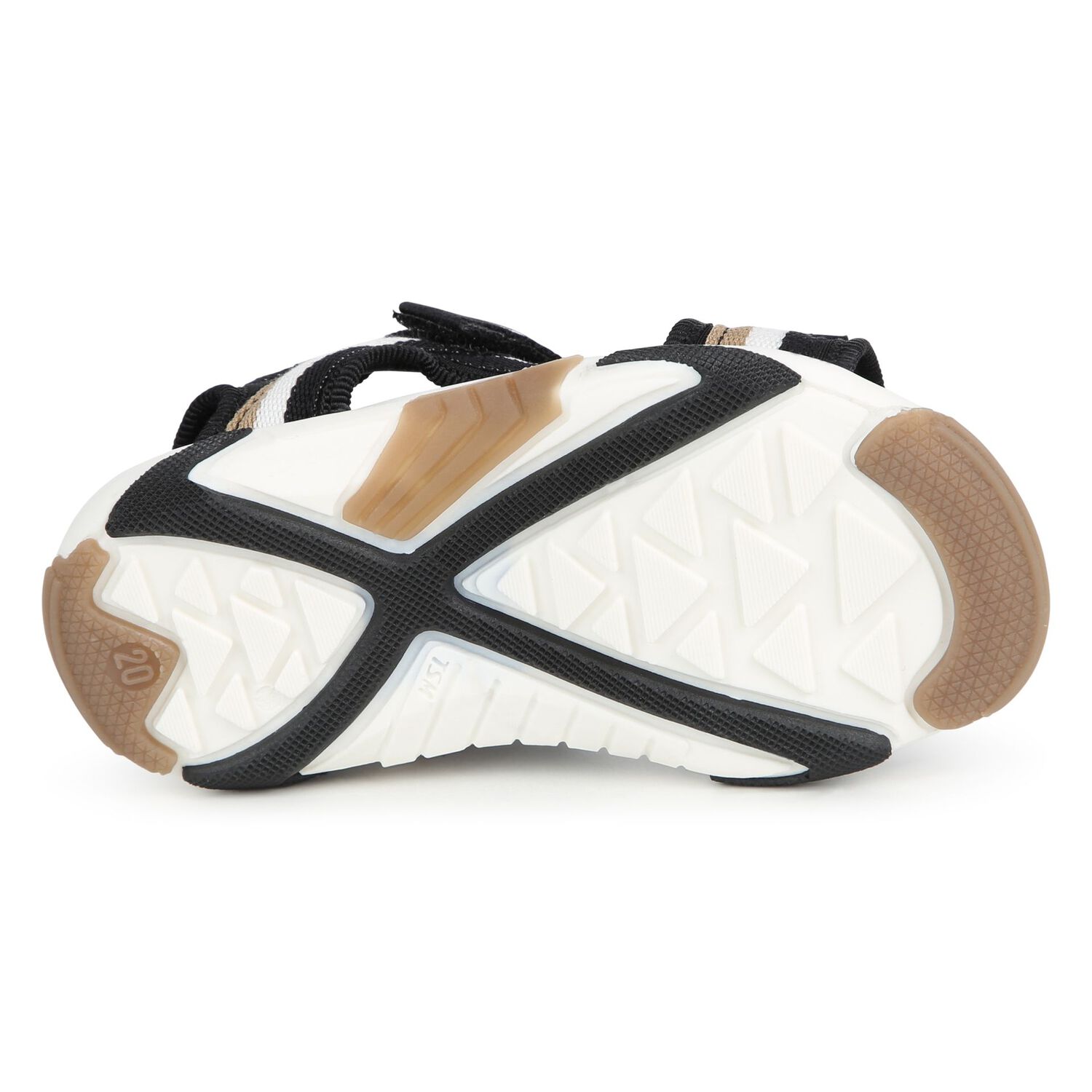 Boys White, Beige & Black Logo Sandals, 1, hi-res