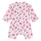 Baby Girls Pink Sun Suit & Hat Set (UPF40+), 2, hi-res