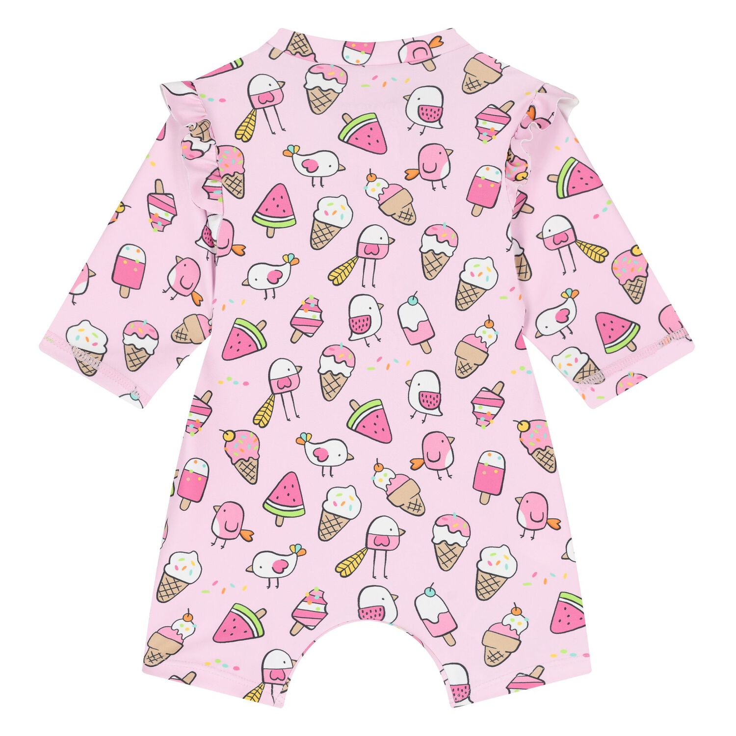 Baby Girls Pink Sun Suit & Hat Set (UPF40+), 2, hi-res