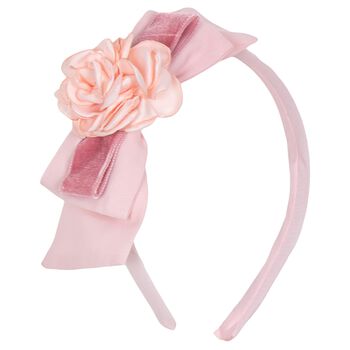 Girls Pink Flower & Bow Headband