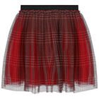 Girls Red Tartan Tulle Skirt, 1, hi-res