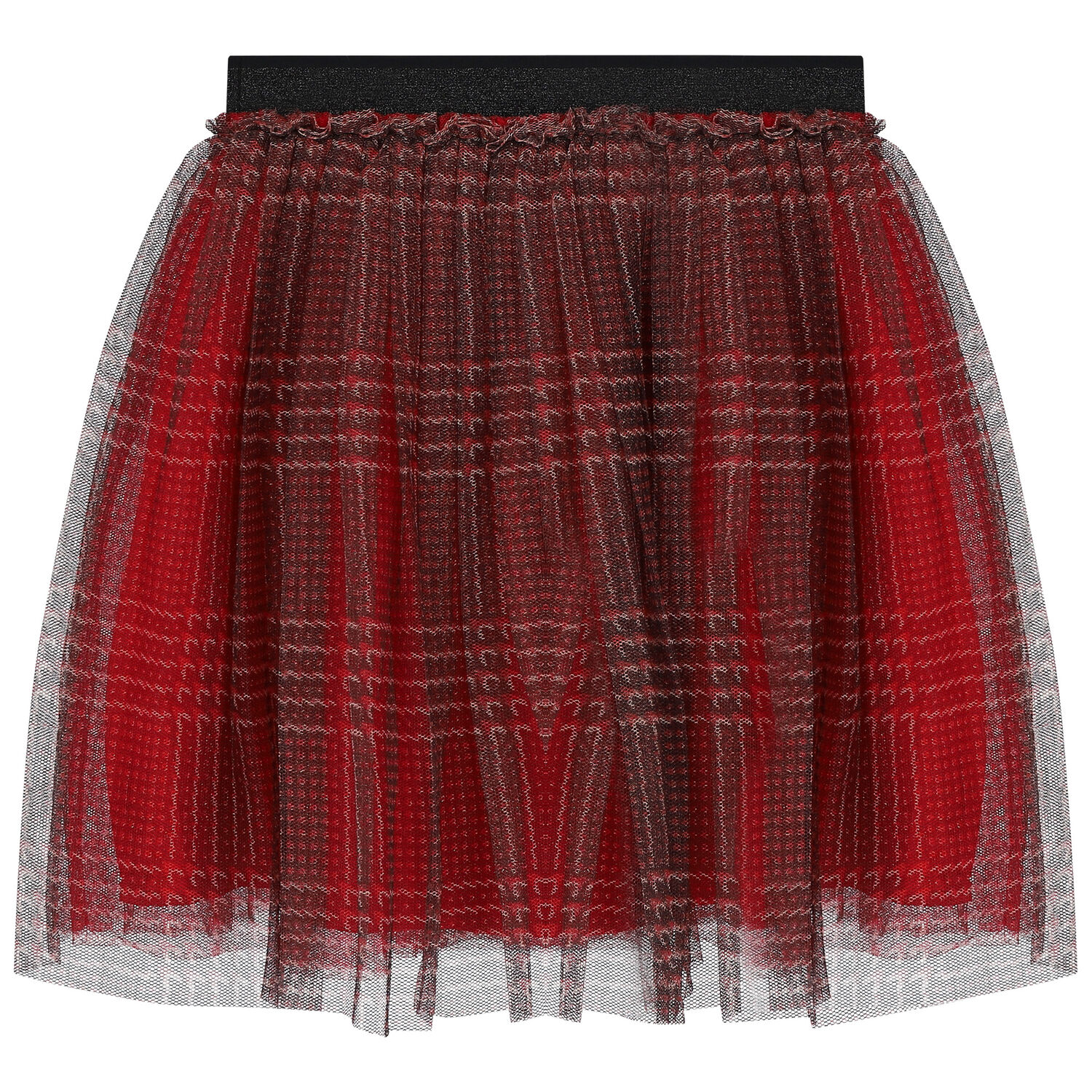 Girls Red Tartan Tulle Skirt, 1, hi-res image number null
