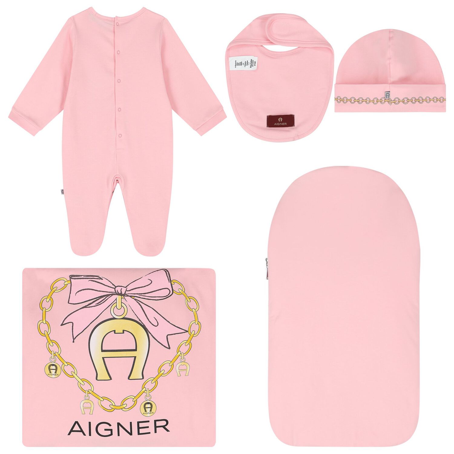 Baby Girls Pink Logo Baby Set, 1, hi-res