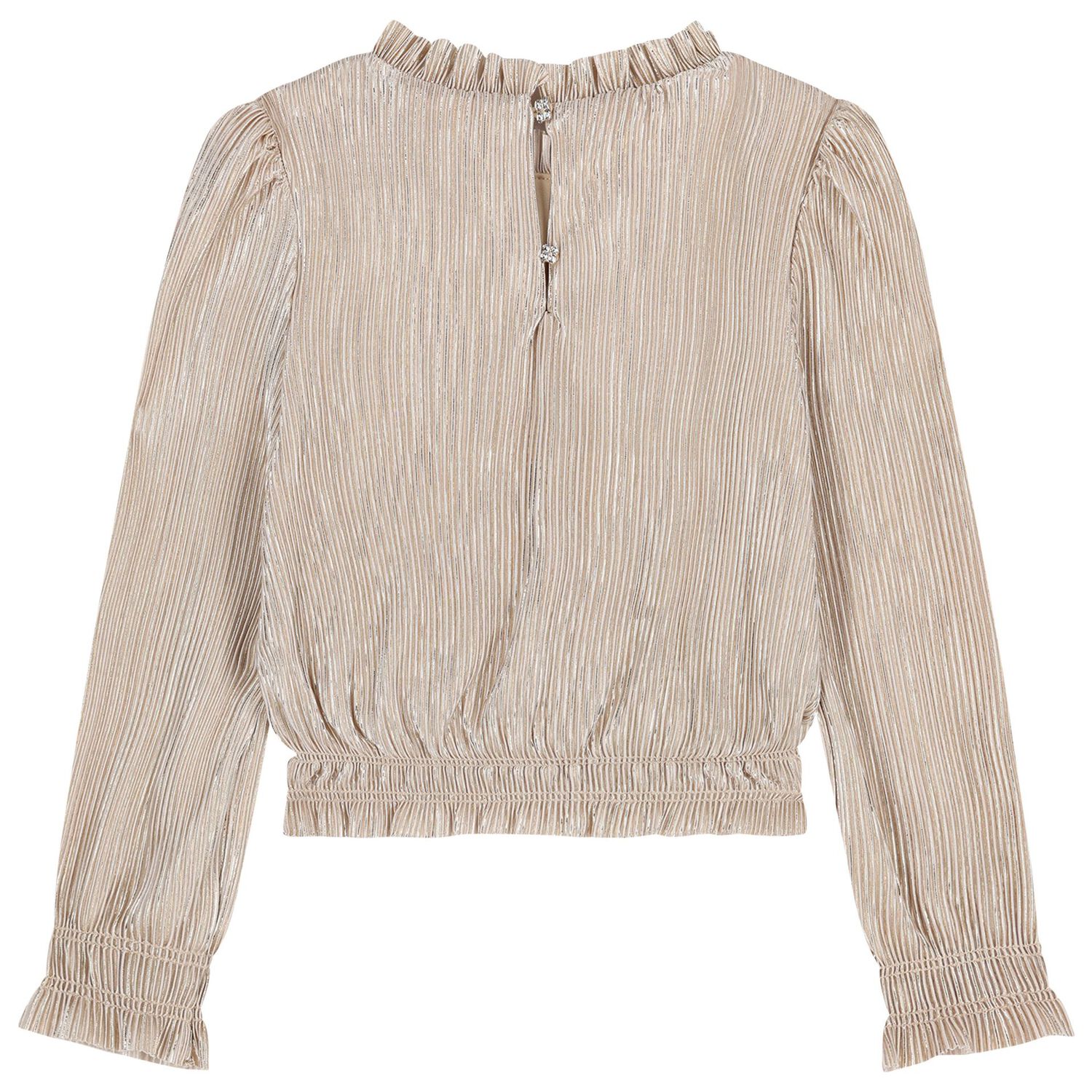 Girls Gold Plissé Skirt Set, 1, hi-res