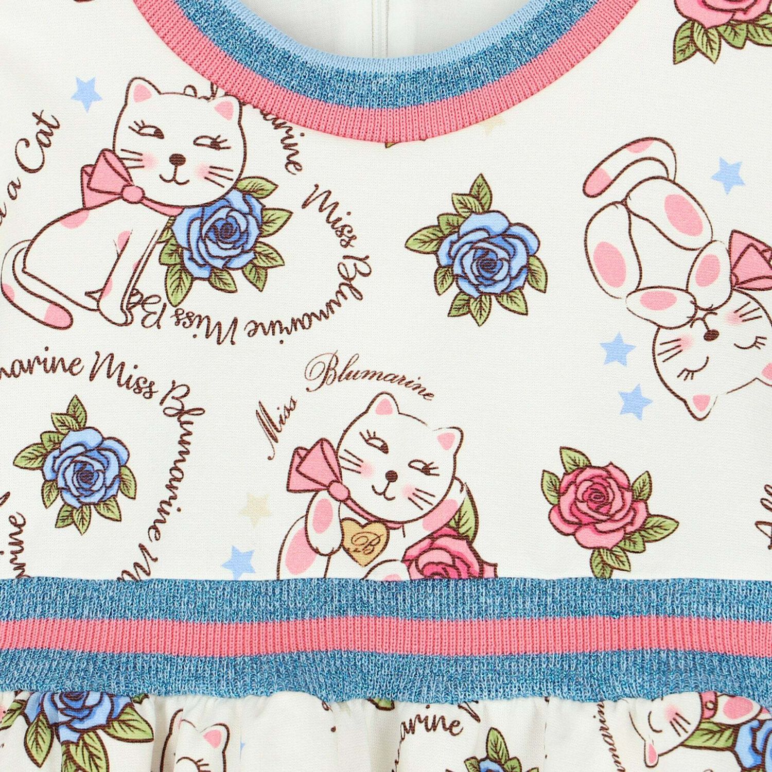 Girls White Printed Dress, 1, hi-res