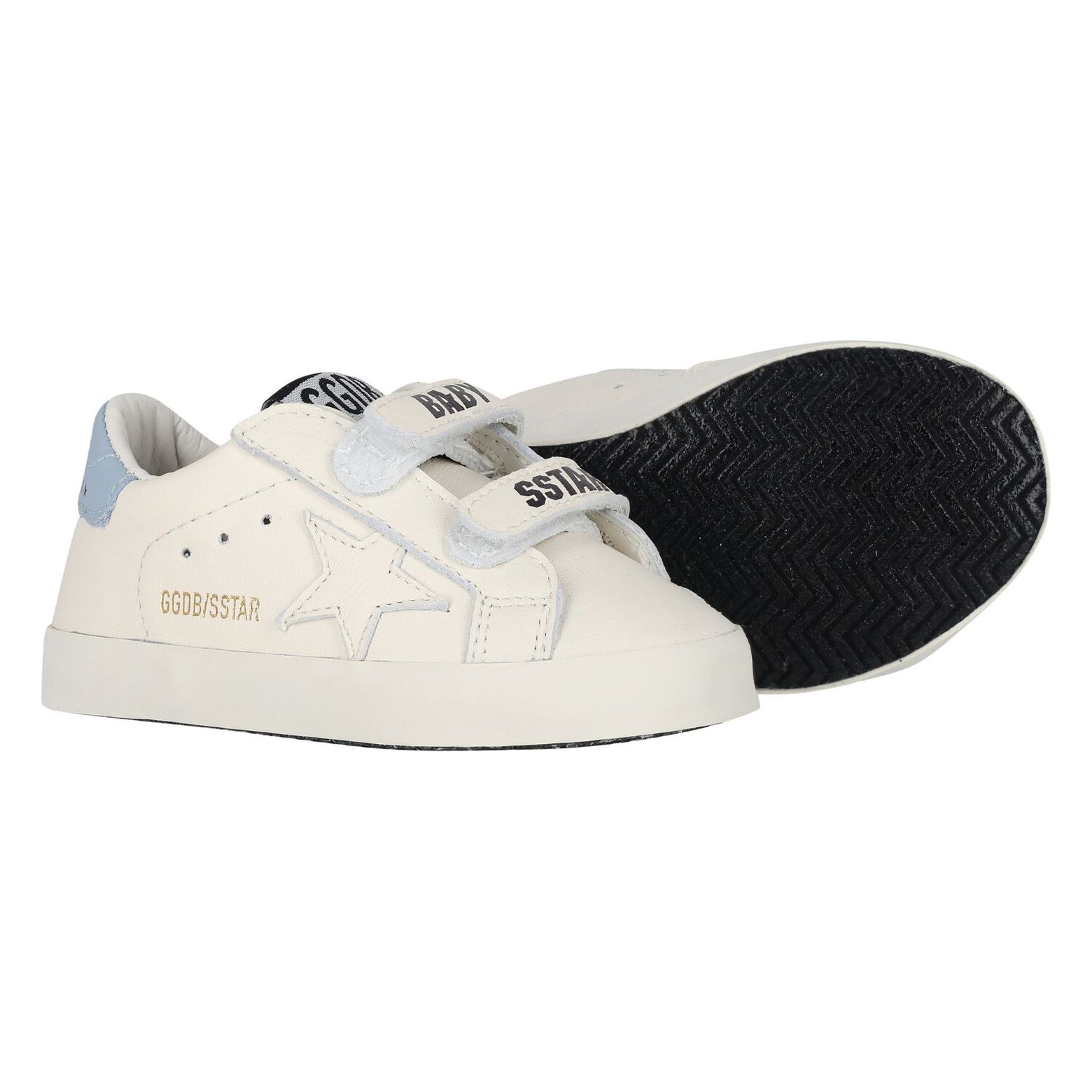 Ivory & Blue Leather Baby Pre Walker Shoes Set, 1, hi-res