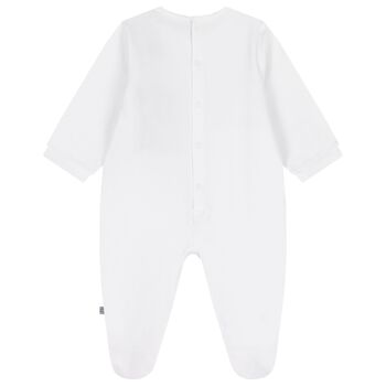 Baby Boys White Logo Babygrow