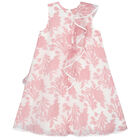 Girls Pink & White Floral Organza Dress, 1, hi-res