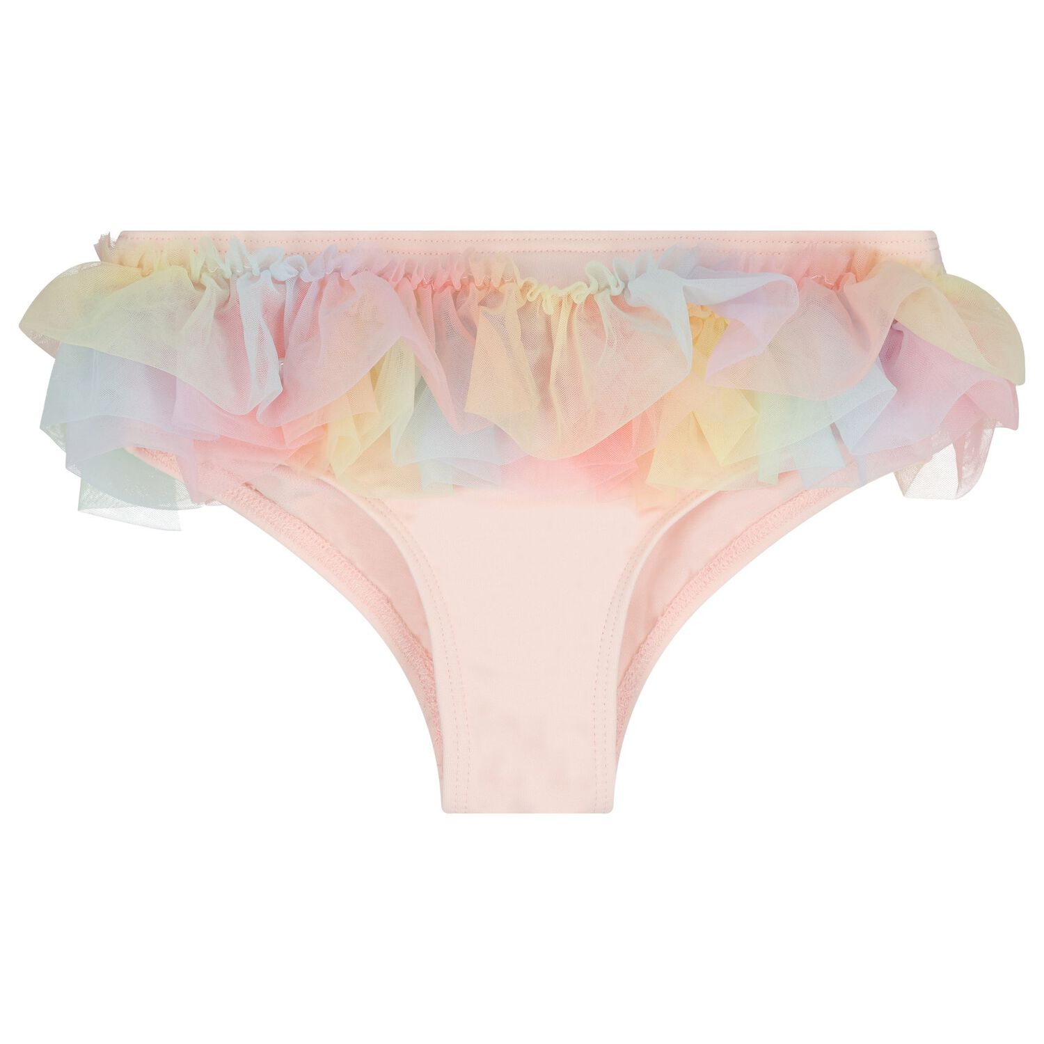 Girls Pink Ruffled Tulle Bikini, 1, hi-res
