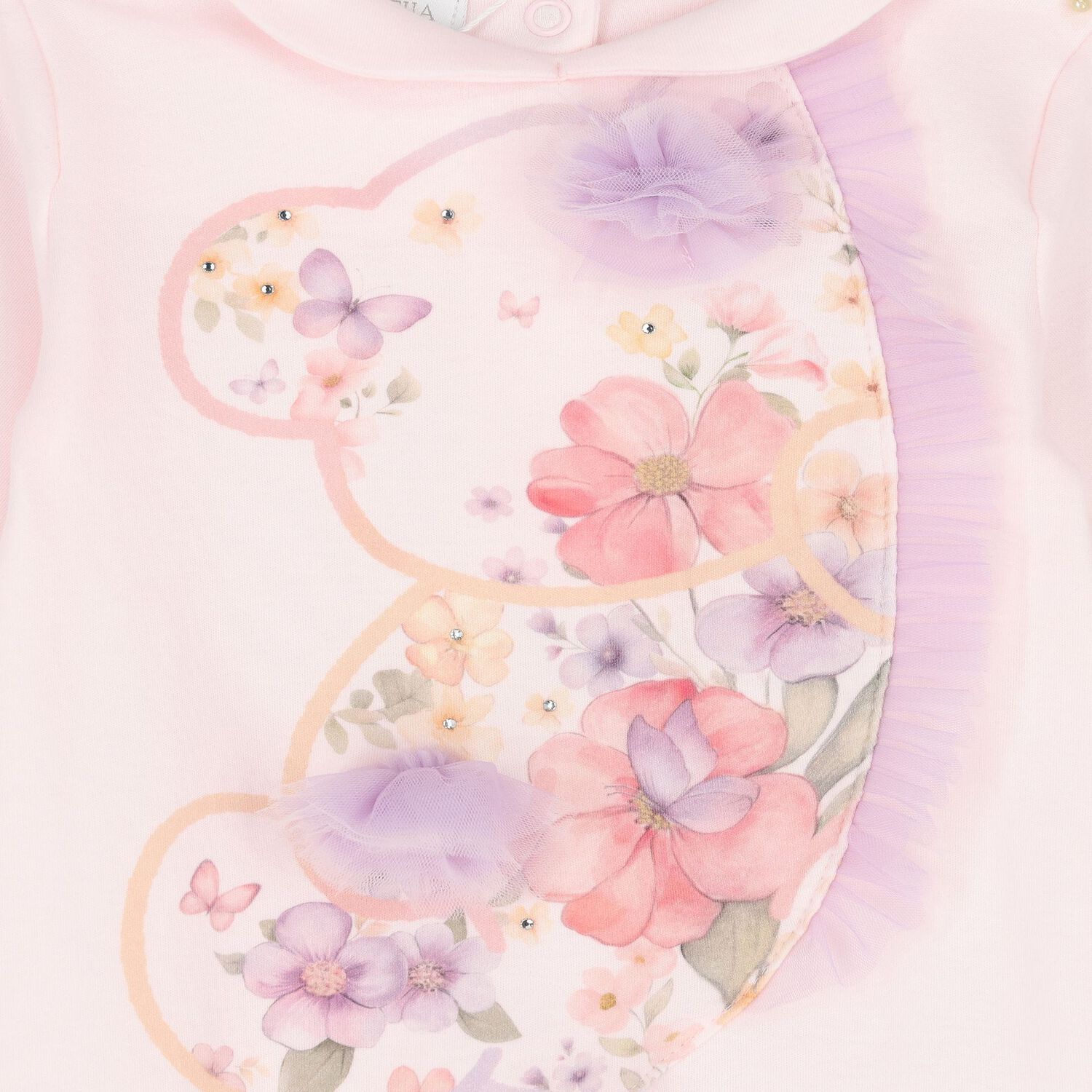 Baby Girls Pink Floral Babygrow, 1, hi-res