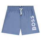 Younger Boys Blue Logo Swim Shorts, 4, hi-res