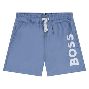 Younger Boys Blue Logo Swim Shorts