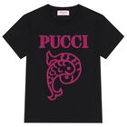 Girls Black Logo T-Shirt, 1, hi-res