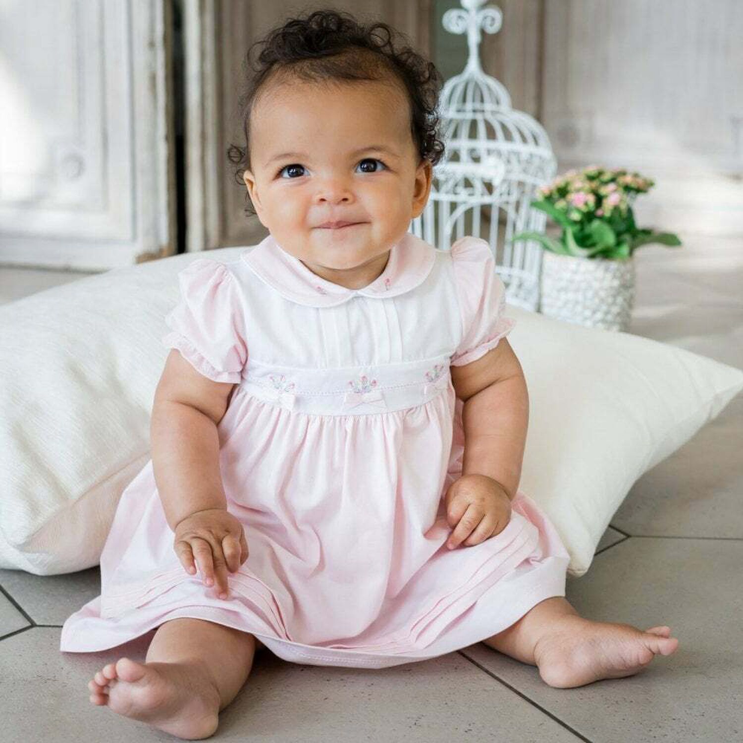 Baby Girls Pink & White Dress Set, 1, hi-res image number null