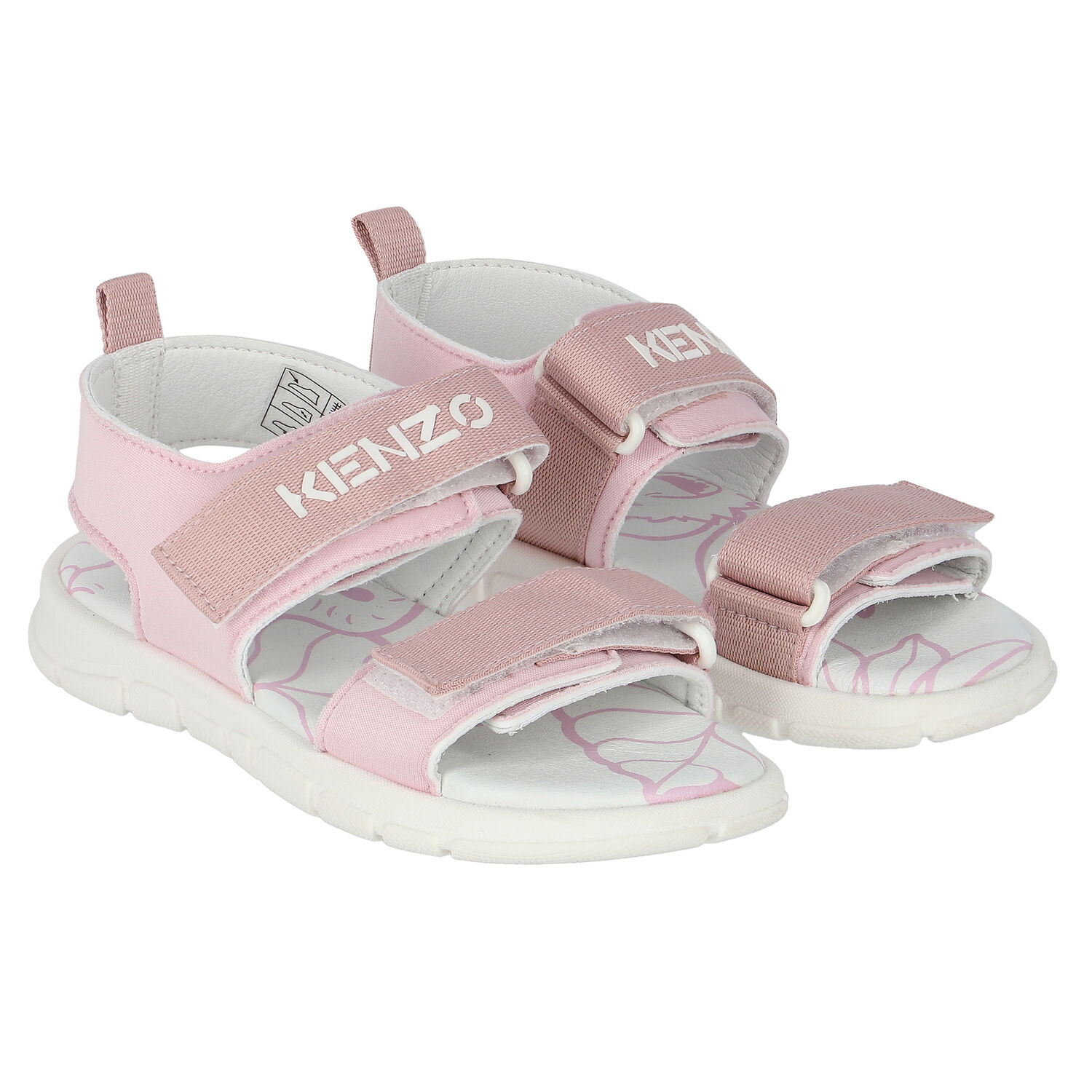 Girls Pink & White Logo Sandals, 1, hi-res image number null