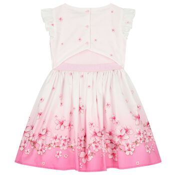 Girls White & Pink Cherry Blossom Dress