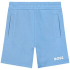 Boys Blue Logo Shorts, 2, hi-res