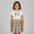 Girls Ivory & Green Ribbon Dress, 1, hi-res